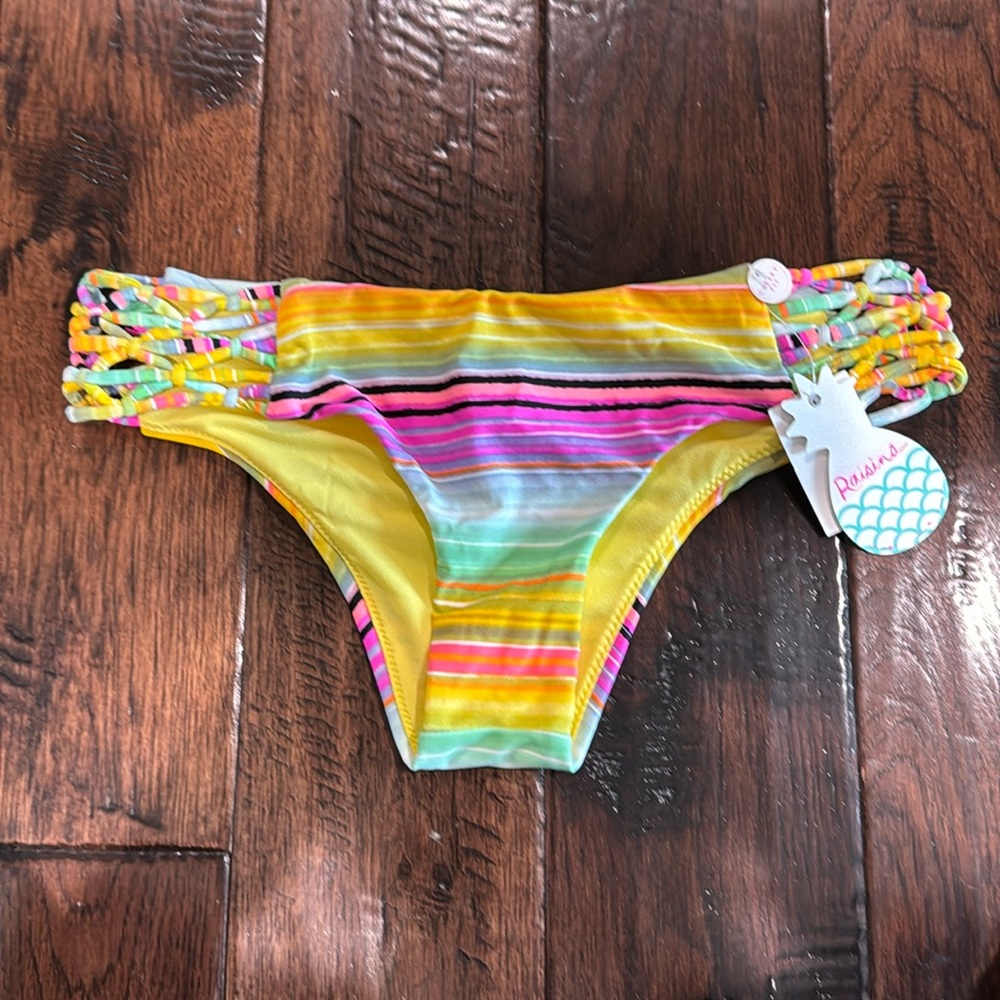 NWT Raisins stripe bikini bottoms, size small